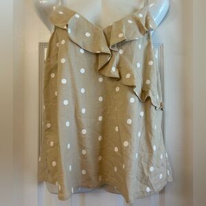 Tan beige with white polka dots Old Navy Top size medium